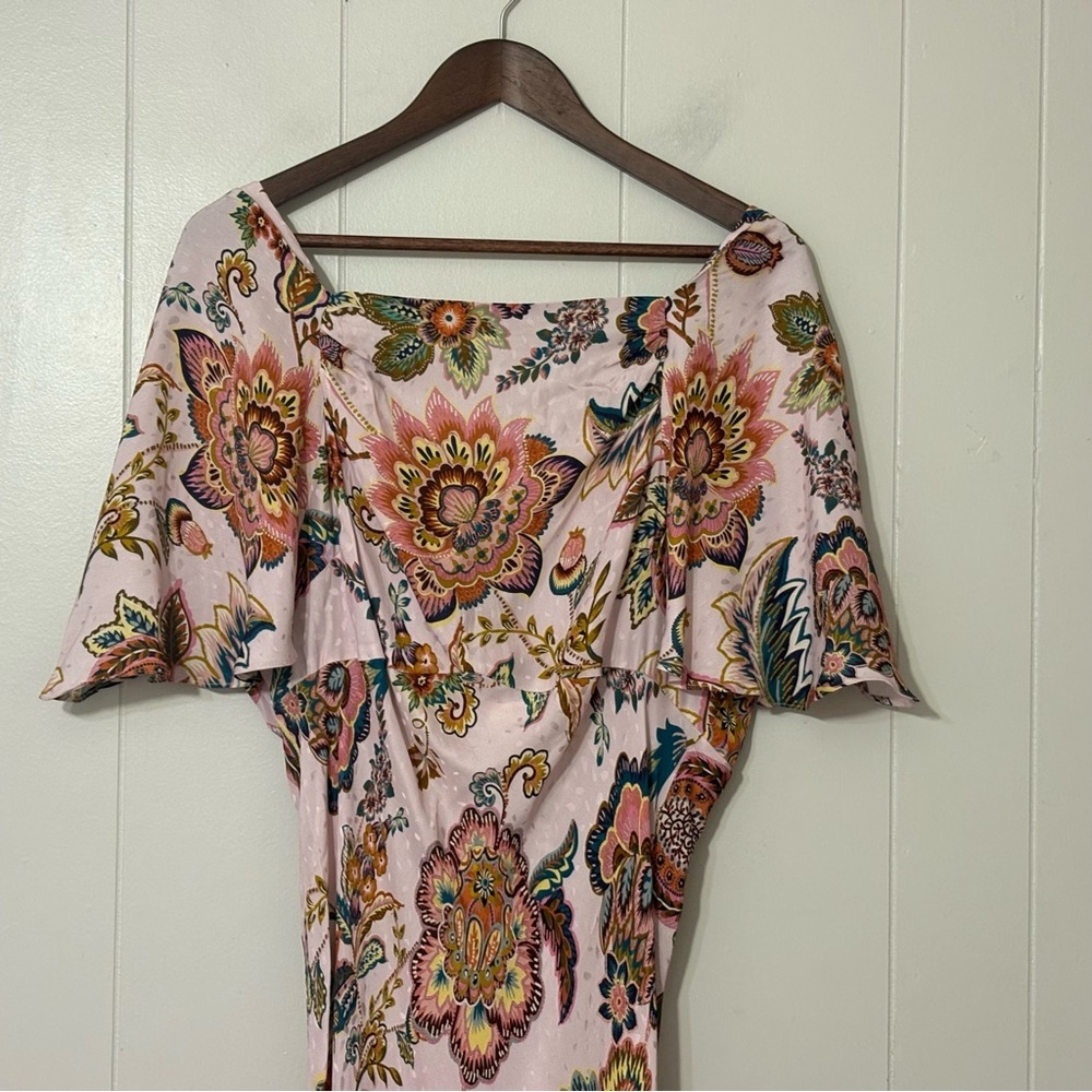 Kachel x Anthropologie Floral Flutter Sleeve Midi Dress Pink Romantic Boho Size - Picture 5 of 16